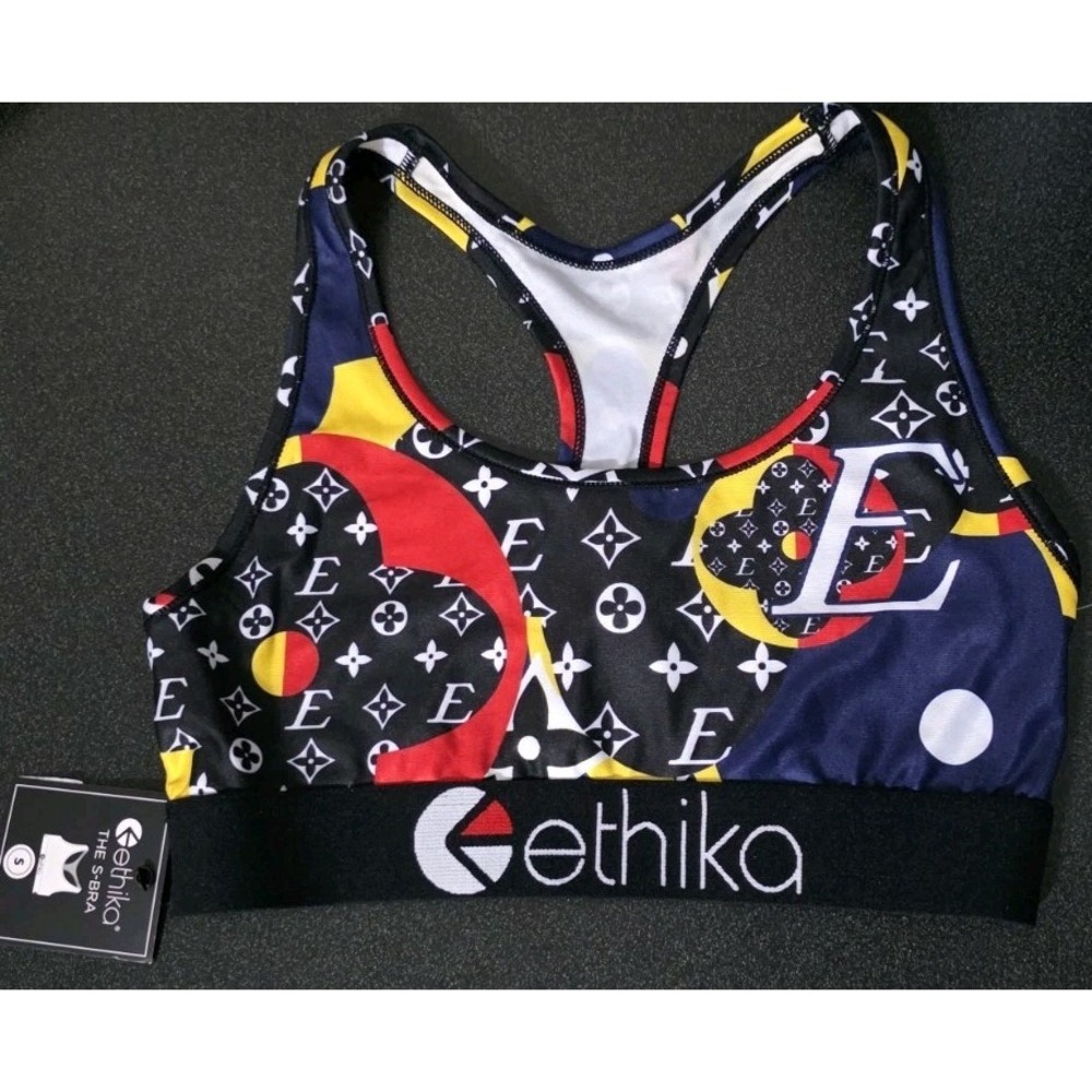 NWT Ethika Women Bra Designer Black White‎ Sport S